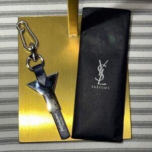 Authentic Saint Laurent YSL Logo Keychain Luxury Designer Key Ring